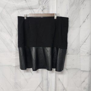 Cabi Black Jersey & Faux Leather A Line Mini Skirt Size XL